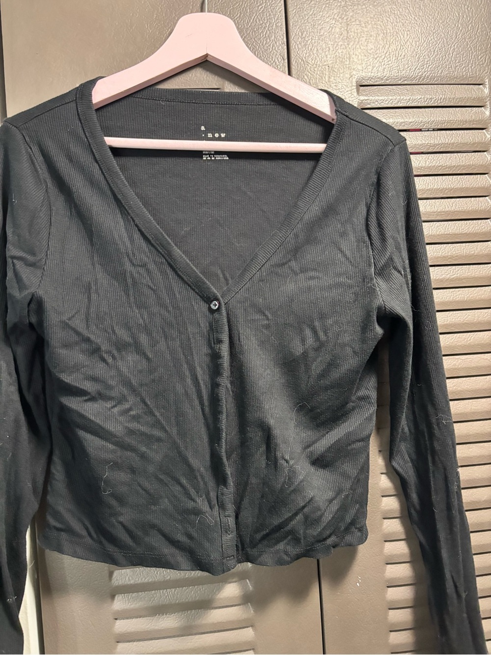 a new day Black Ribbed V-Neck Top